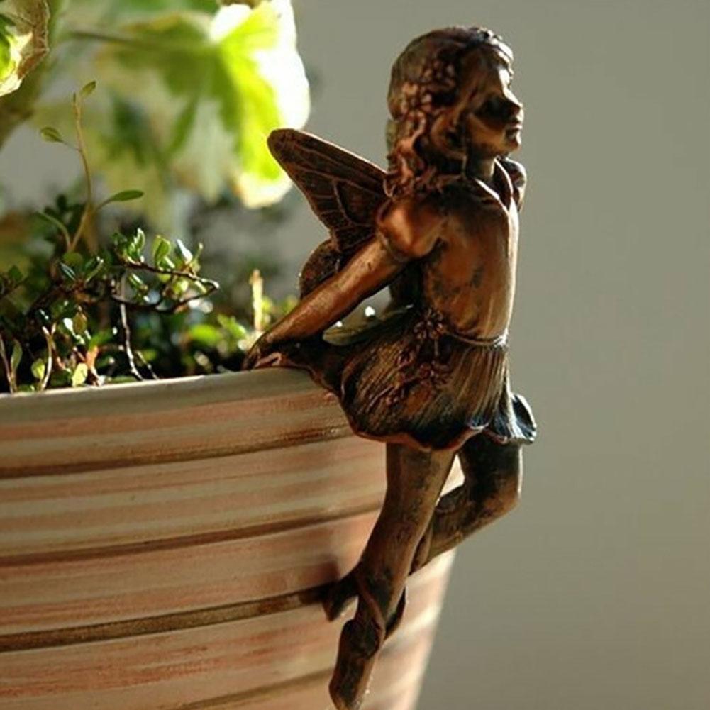 Vintage Collectible Figurines - Miniature Fairies Pot Huggers Garden Planter
