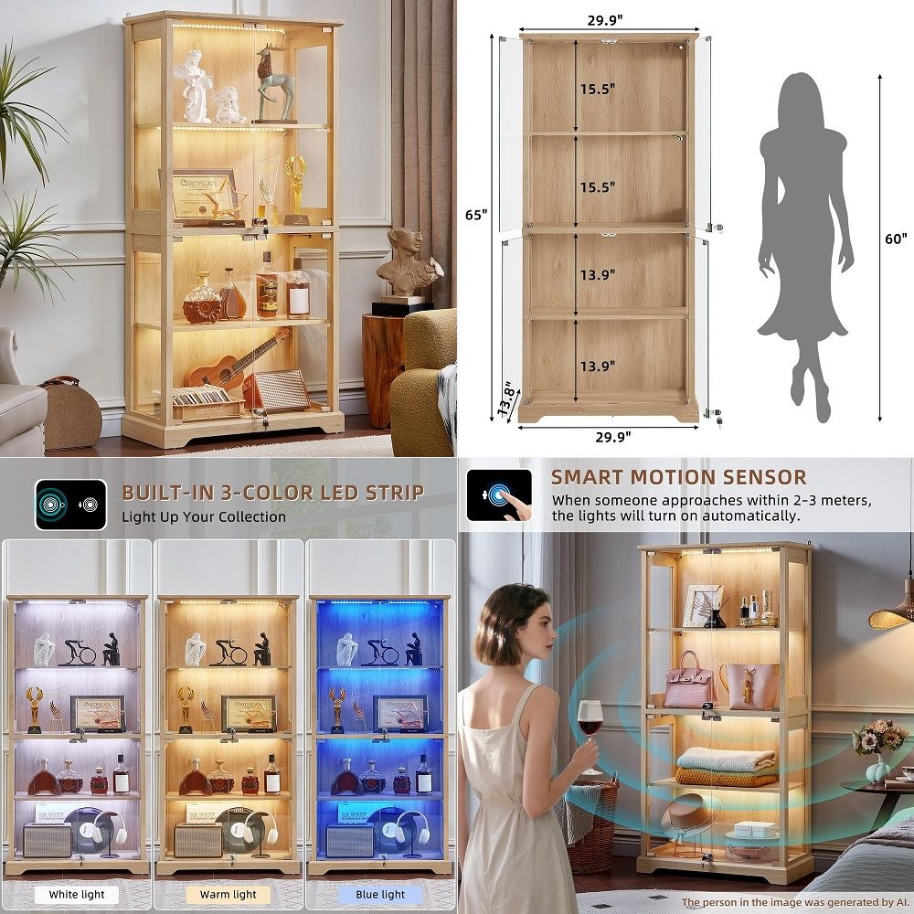 Collectible & Vintage Dolls For Wedding - Farmhouse Glass Display Cabinet with Doors,